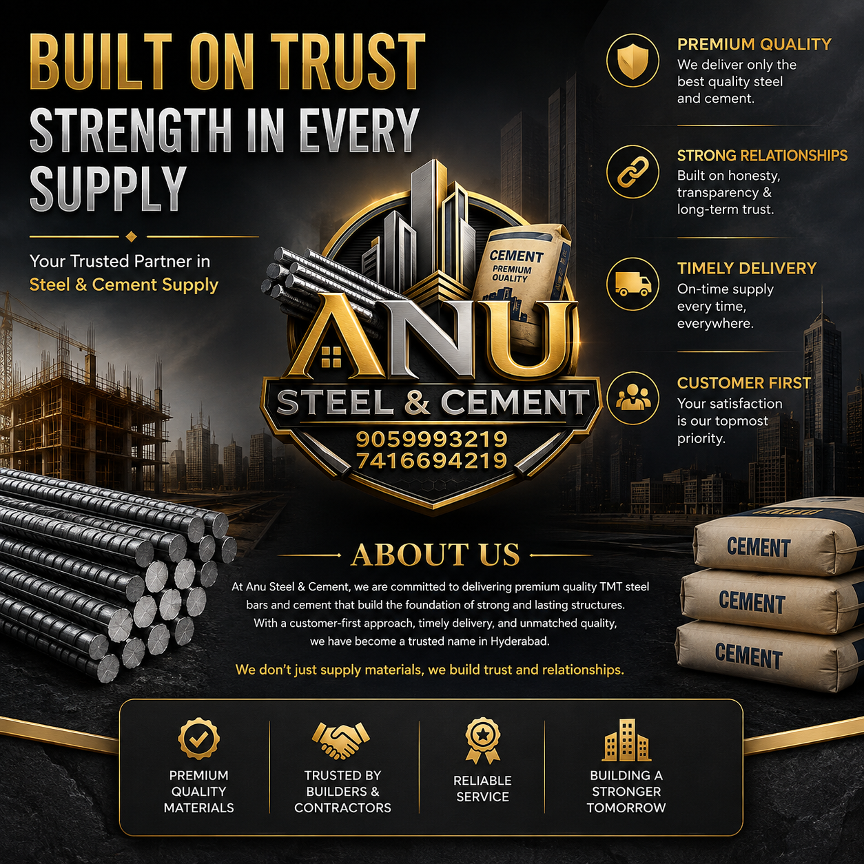 cement and steel prices in hyderabad